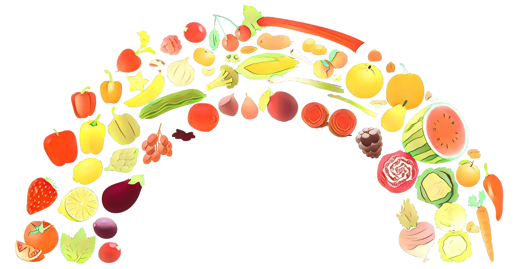 Colorful Rainbow of Fruits and Vegetables