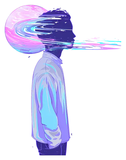 Abstract Silhouette with Colorful Swirl