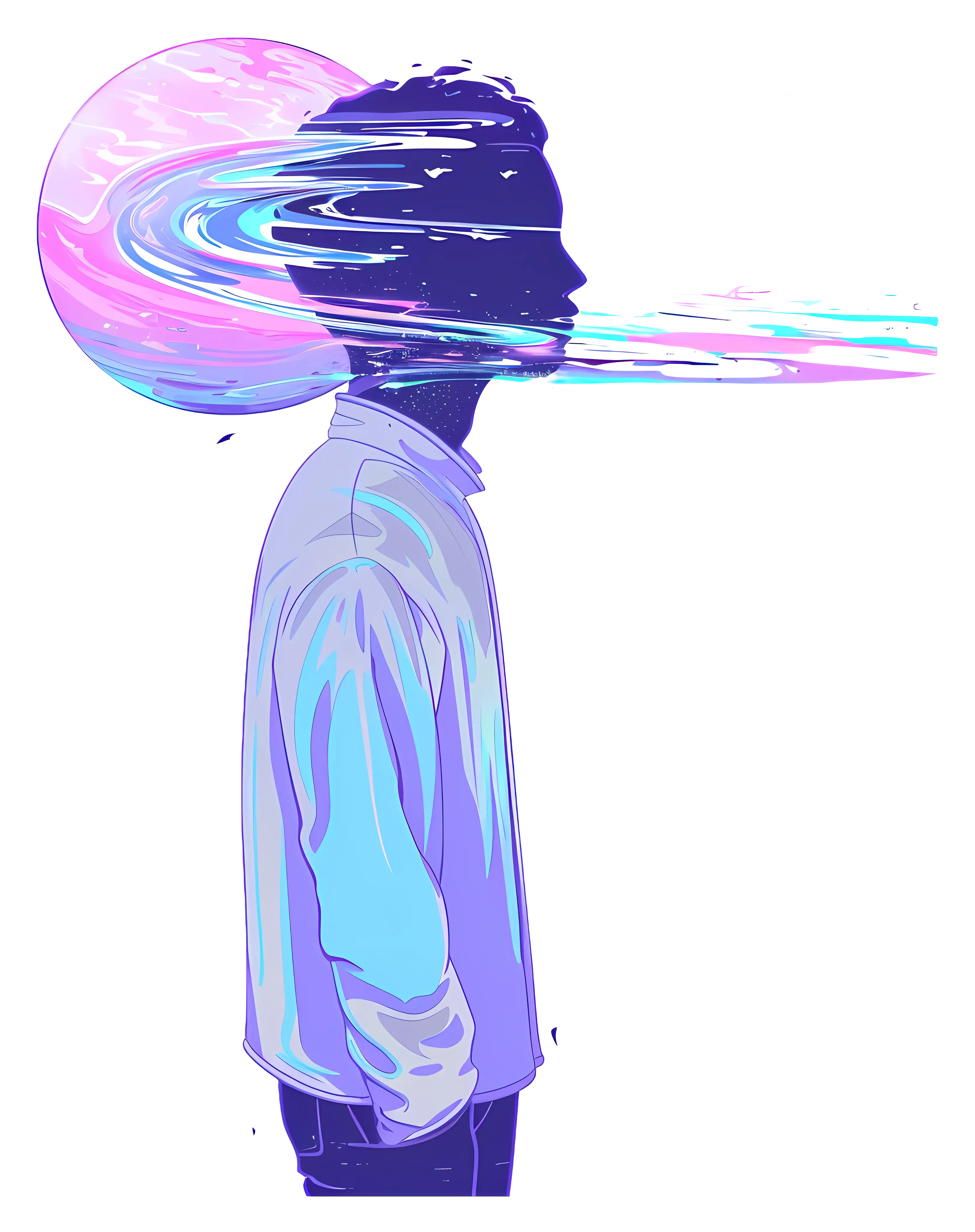 Abstract Silhouette with Colorful Swirl