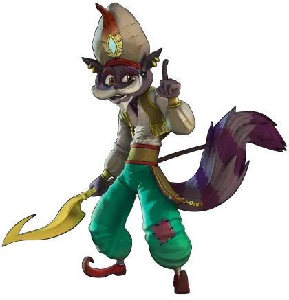 Cartoon Raccoon with Sword and Hat