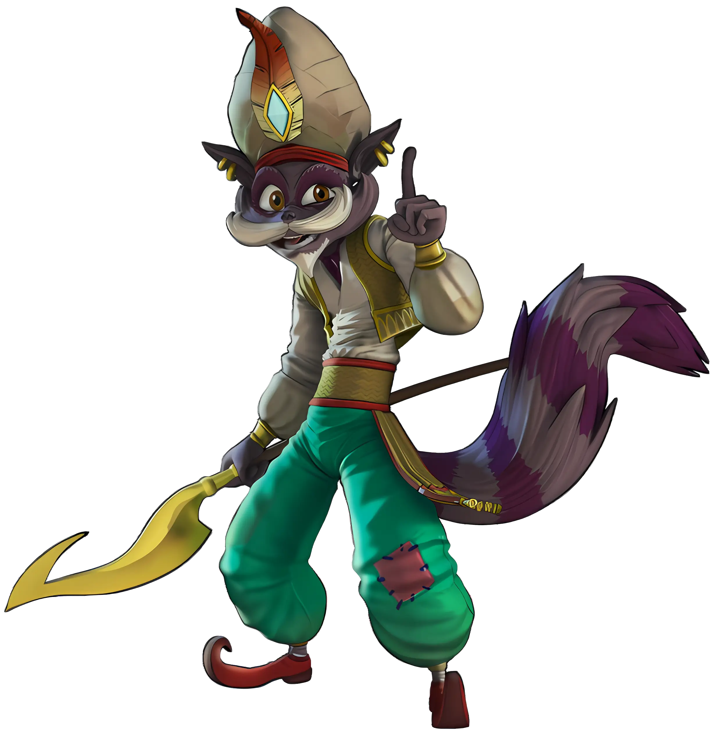 Cartoon Raccoon with Sword and Hat