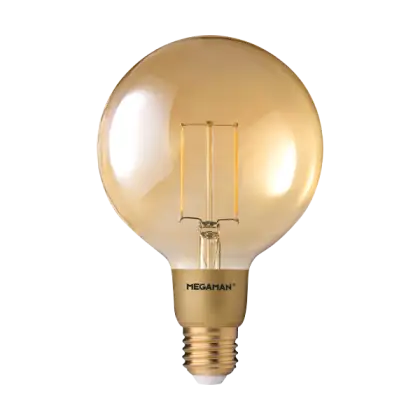 Golden Light Bulb with Warm Filament Glow