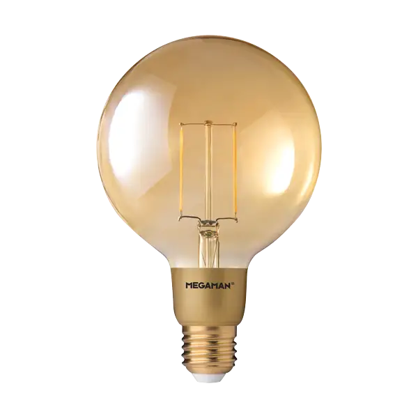 Golden Light Bulb with Warm Filament Glow