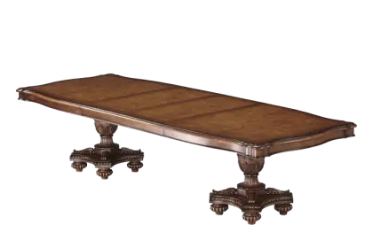 Classic Wooden Dining Table with Ornate Base