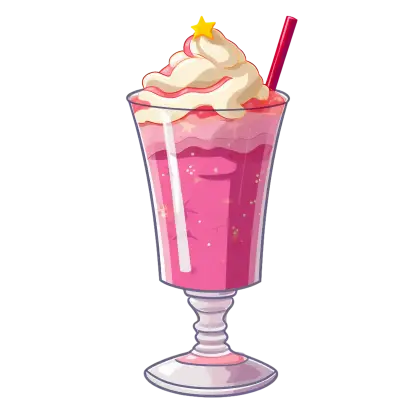 Cartoon Pink Milkshake with Cream Illustration