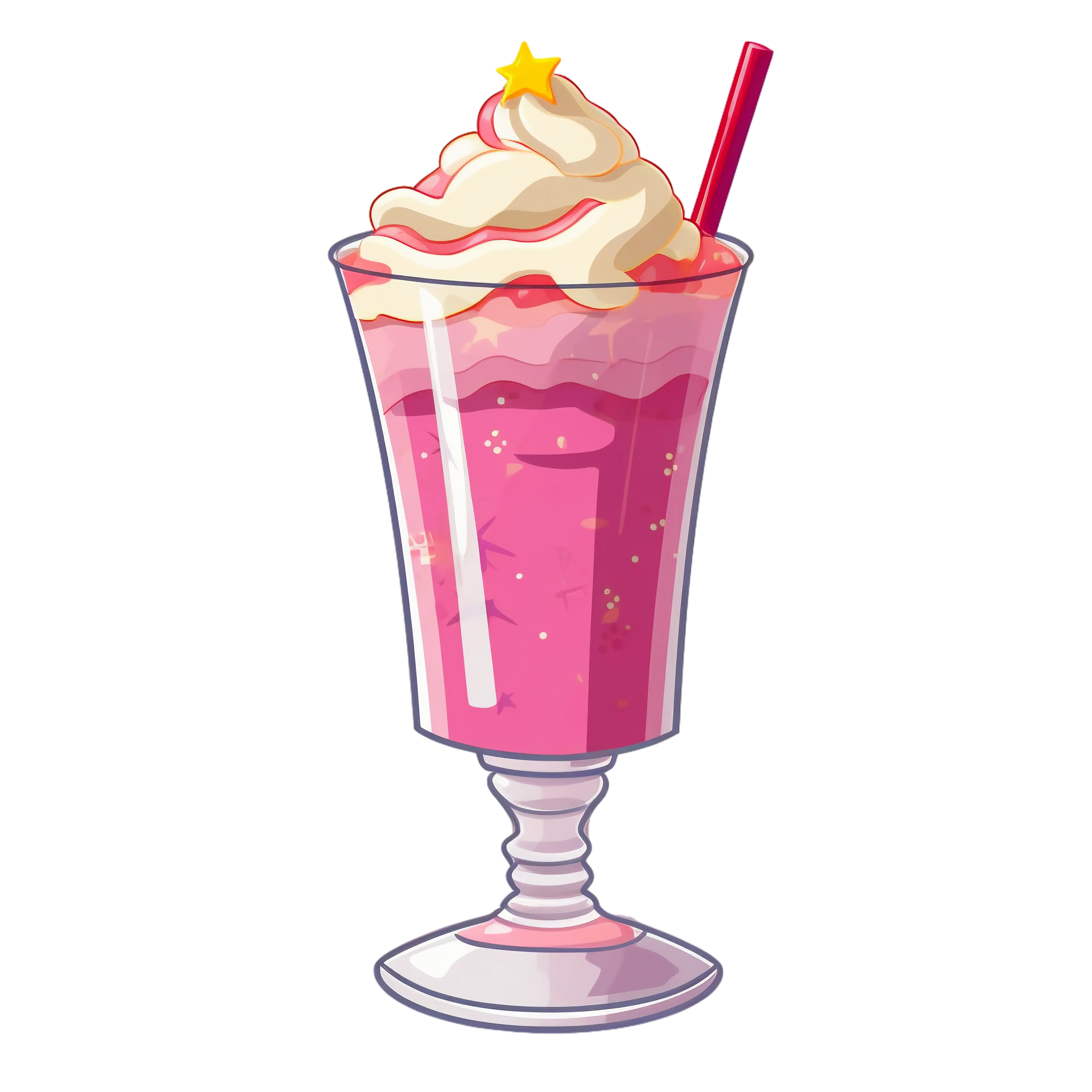 Cartoon Pink Milkshake with Cream Illustration
