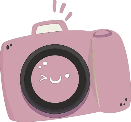 Cute Pink Cartoon Camera Illustration