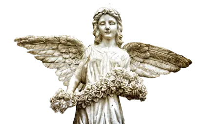 Angel Statue with Wings and Flowers