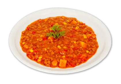Lentil Stew on White Plate with Garnish