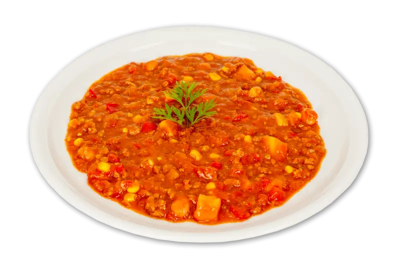 Lentil Stew on White Plate with Garnish