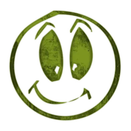 Green Smiley Face with Playful Expression