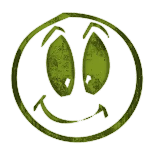 Green Smiley Face with Playful Expression