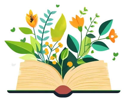 Open Book with Flowers Illustration