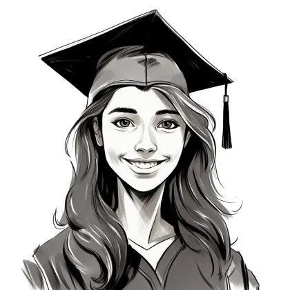 Girl in Graduation Gown Illustration