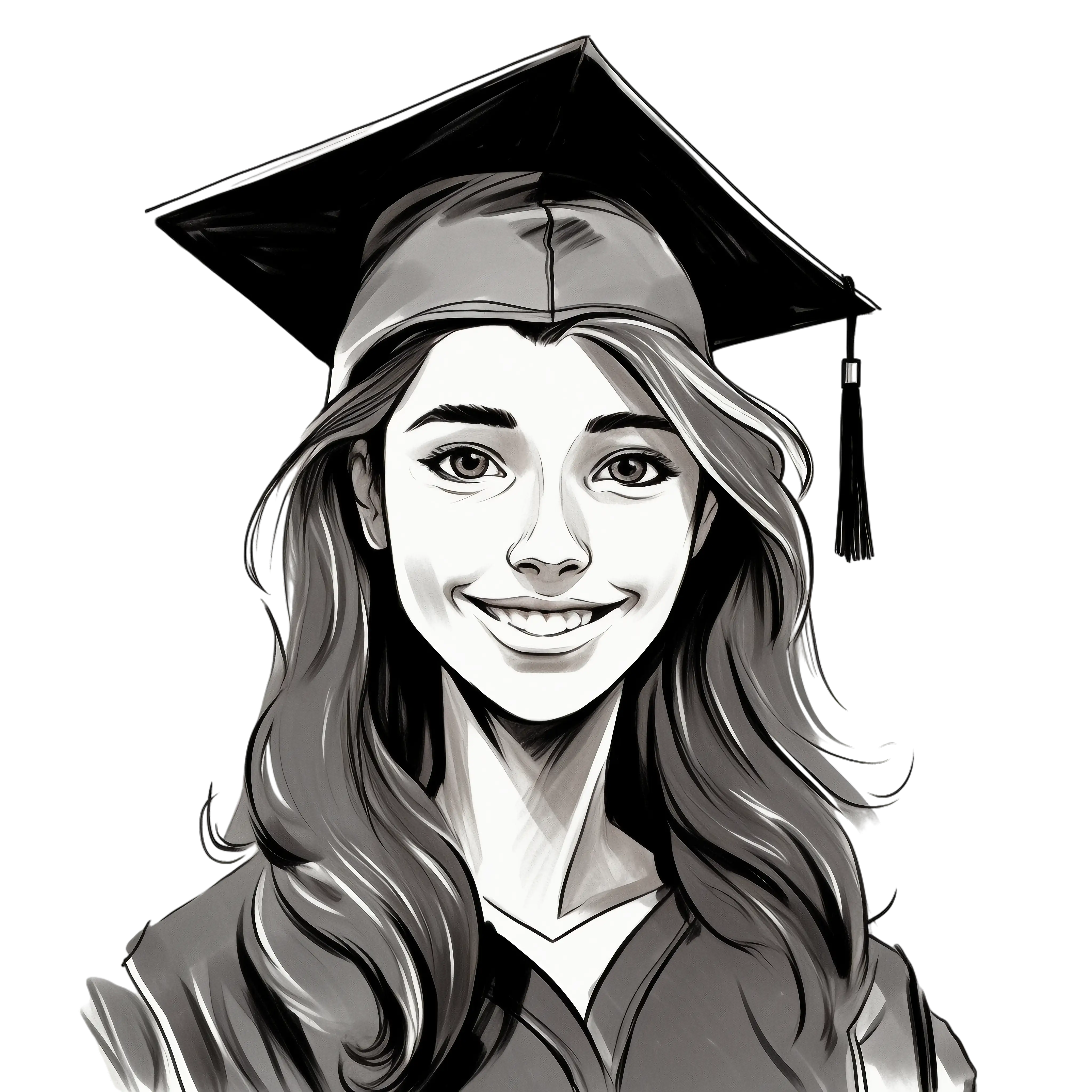 Girl in Graduation Gown Illustration