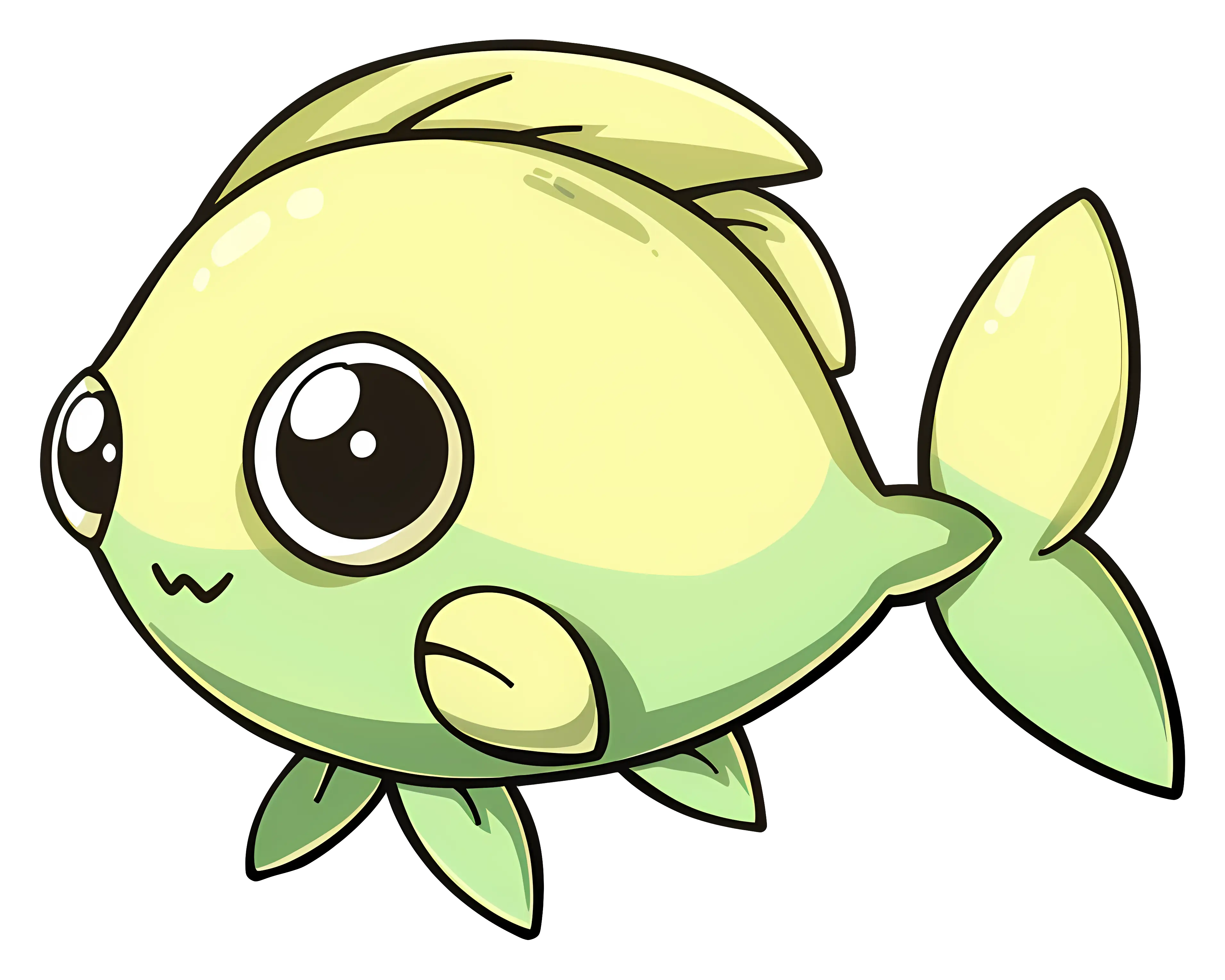Cute Green and Yellow Cartoon Fish