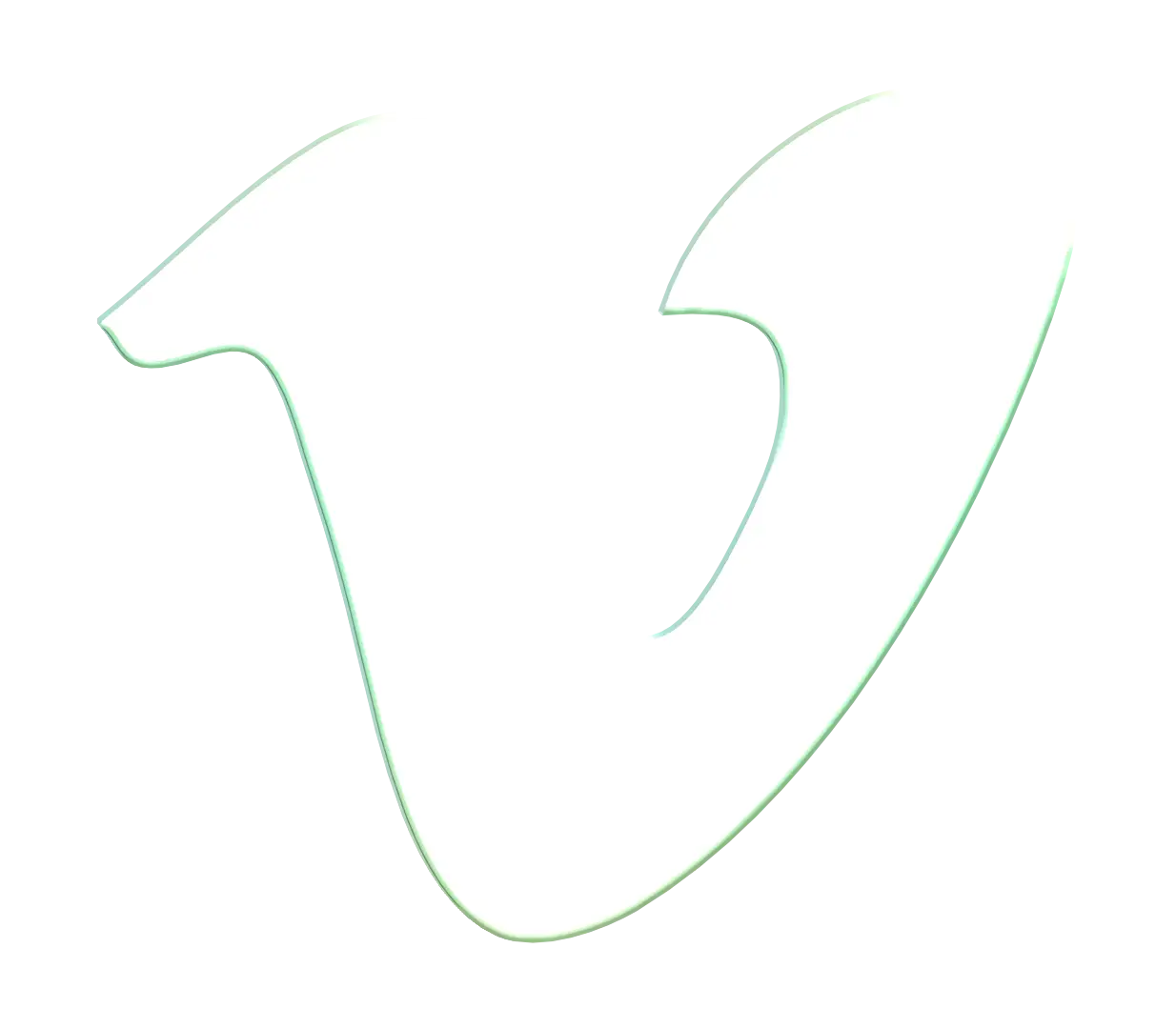 Modern Green Outline V Logo Design