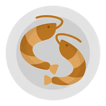 Shrimp on Plate Flat Illustration