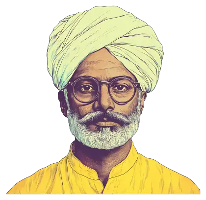 Elderly Man with Turban and Glasses