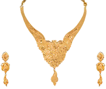 Gold Necklace and Earrings Set