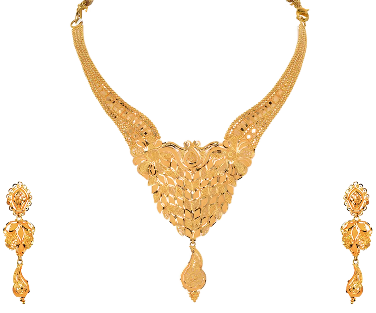 Gold Necklace and Earrings Set
