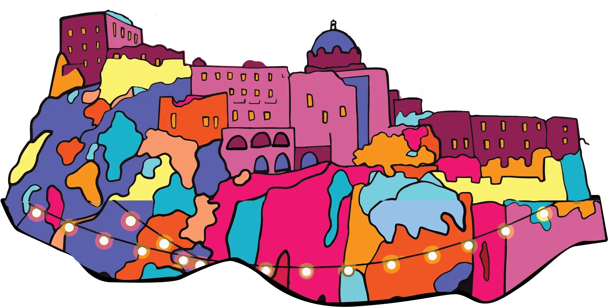 Vibrant Colorful Cityscape Illustration