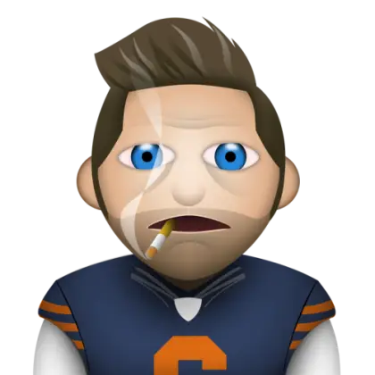 Cartoon Man in Sports Jersey Smoking