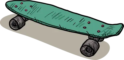 Green Skateboard with Wheels