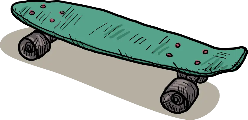 Green Skateboard with Wheels