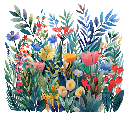 Colorful flower garden illustration