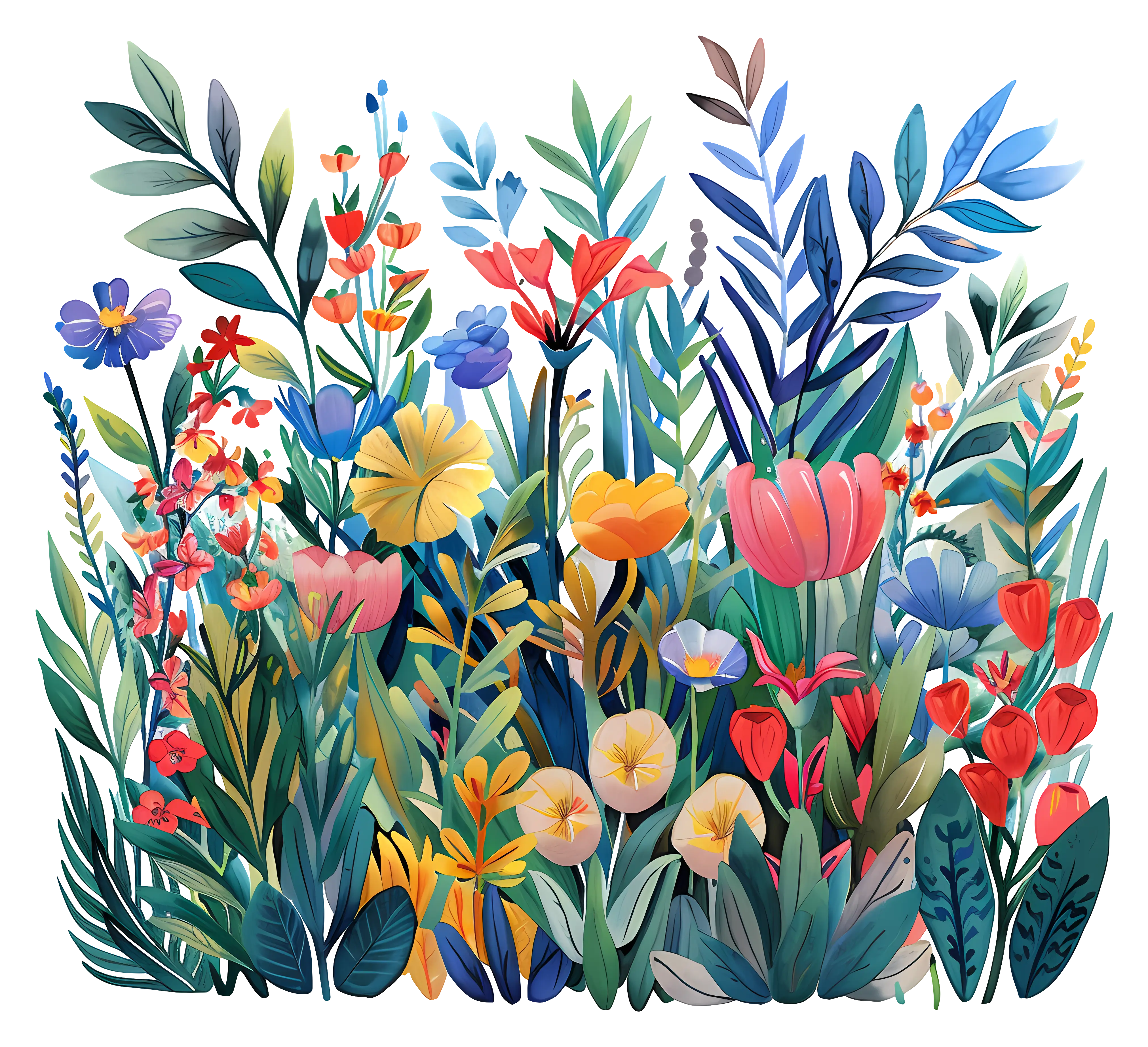 Colorful flower garden illustration