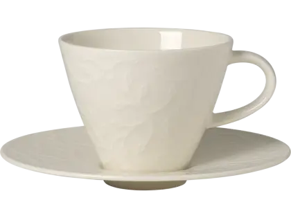 White Ceramic Tea Cup with Saucer