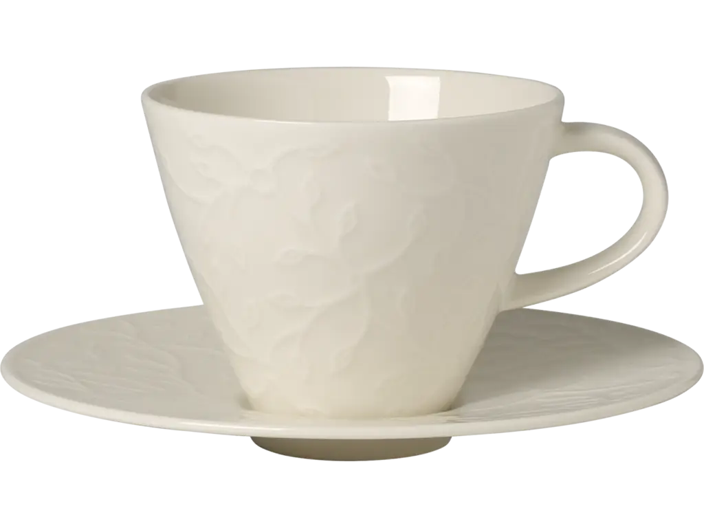 White Ceramic Tea Cup with Saucer