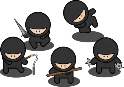 Cute Cartoon Ninjas with Weapons