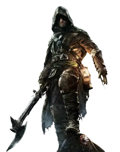 Hooded Dark Fantasy Character with Weapon