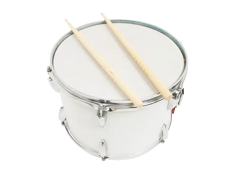 White Drum with Wooden Sticks