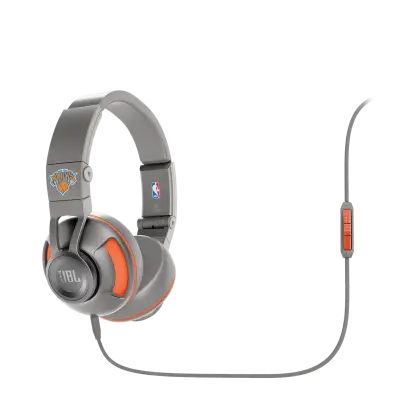 Gray and Orange Wired JBL Headphones