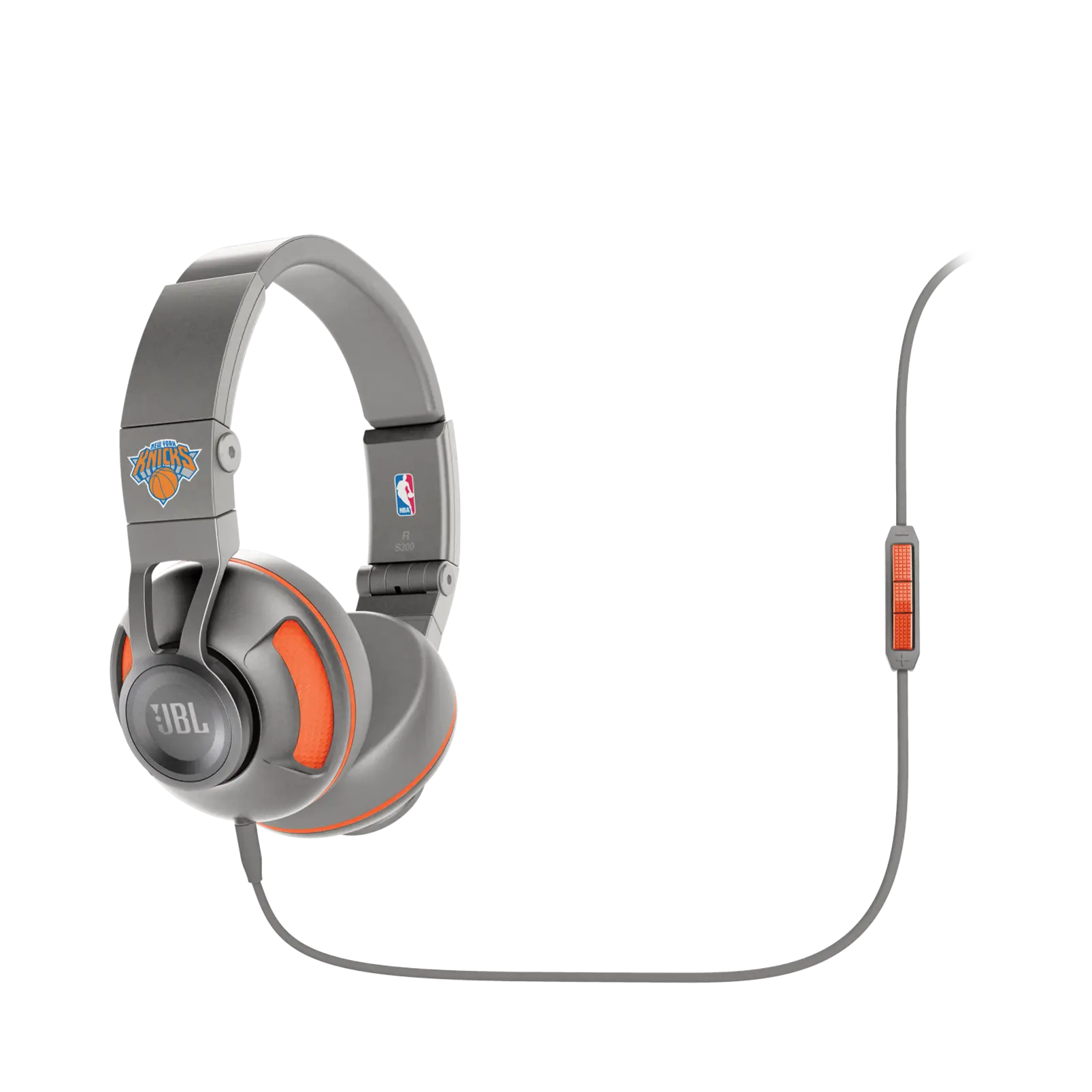 Gray and Orange Wired JBL Headphones