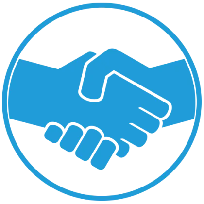 Blue Handshake Logo Symbolizing Cooperation