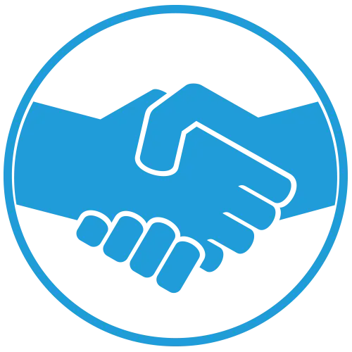 Blue Handshake Logo Symbolizing Cooperation