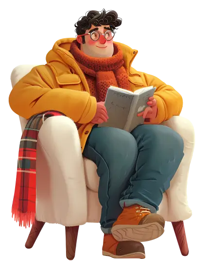 Man Reading Book in Cozy Chair
