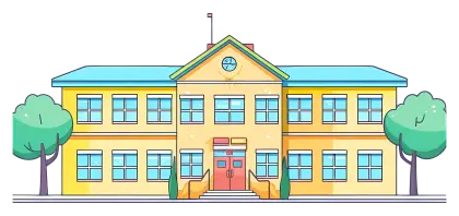 Yellow School Building Illustration
