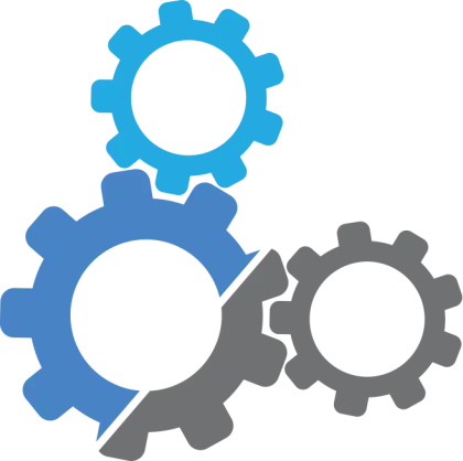 Blue and Grey Gear Mechanism Icon