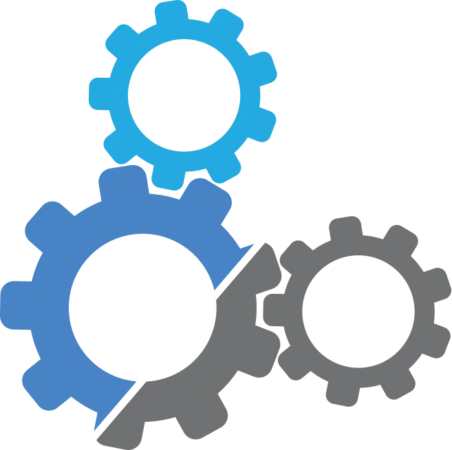 Blue and Grey Gear Mechanism Icon