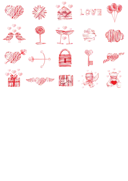 Red Love Doodles and Sketches