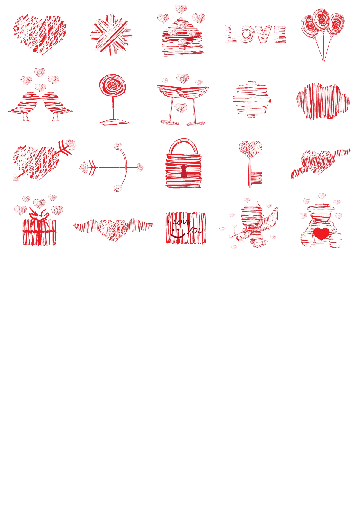 Red Love Doodles and Sketches