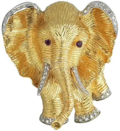 Elegant Gold Elephant Brooch
