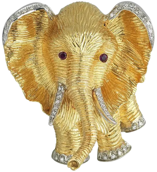 Elegant Gold Elephant Brooch