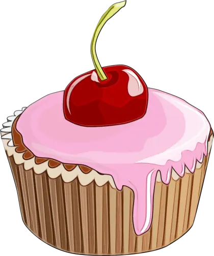 Cute Cupcake with Pink Frosting and Cherry