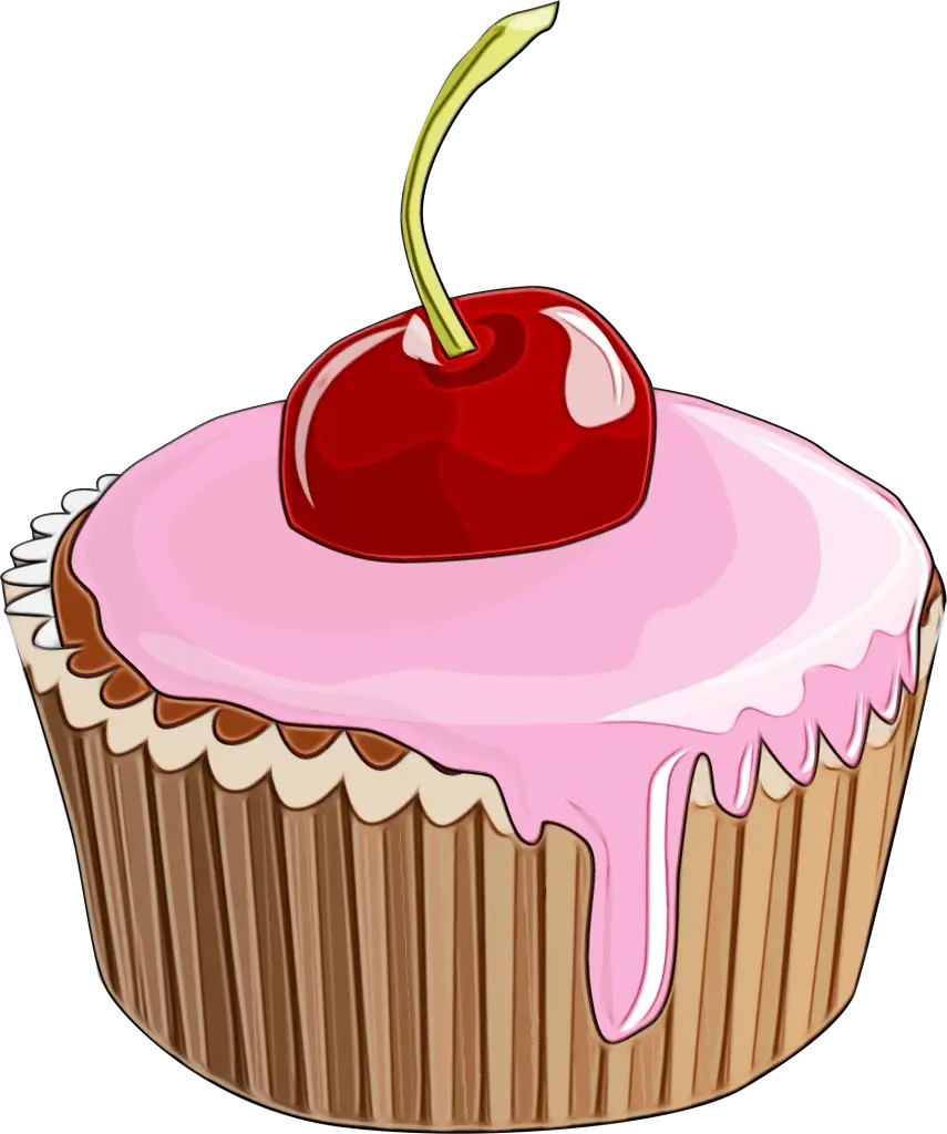Cute Cupcake with Pink Frosting and Cherry